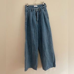Oak and Fort high waisted, wide leg, pleated jeans